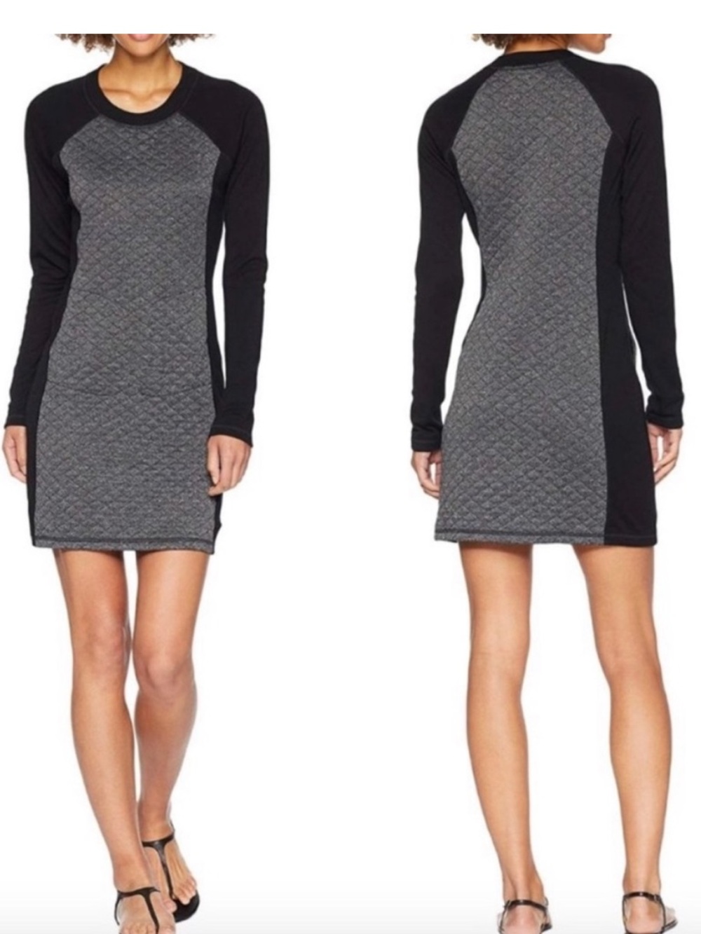 Smartwool Diamond Peak Quilted Dress in Black Heather Merino Wool Size Small
